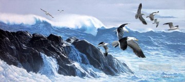 動物 Painting - 波の上の鳥